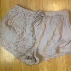 Light Tan Women’s Cotton Gauze Shorts with Drawstring